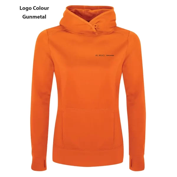 L2205 ATC Gameday Ladies Fleece Hooded Sweatshirt - Deep Orange - Almag Logo - Gunmetal