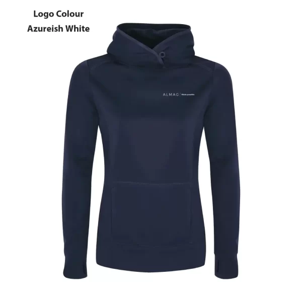 L2205 ATC Gameday Ladies Fleece Hooded Sweatshirt - True Navy - Almag Logo - Azureish White