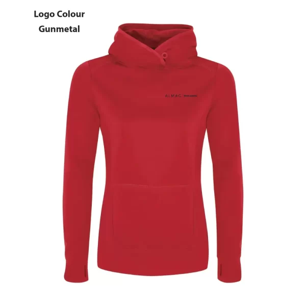 L2205 ATC Gameday Ladies Fleece Hooded Sweatshirt - True Red - Almag Logo - Gunmetal