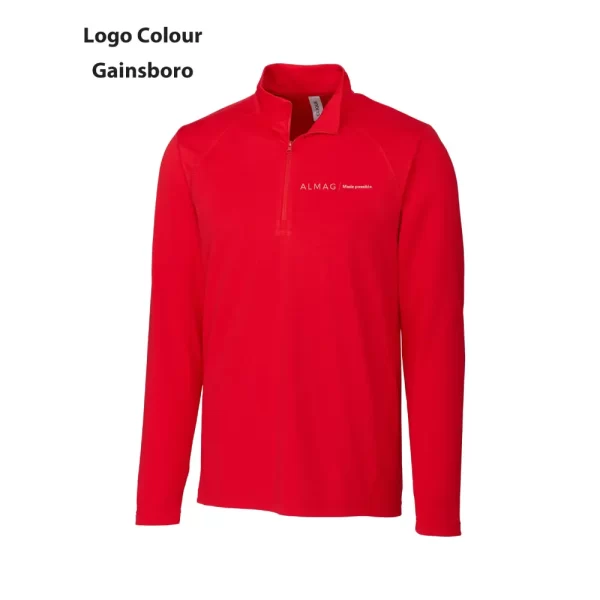 MQK00098 - Ice Pique Mens Half Zip Tech Pullover - Red - Almag Logo - Gainsboro