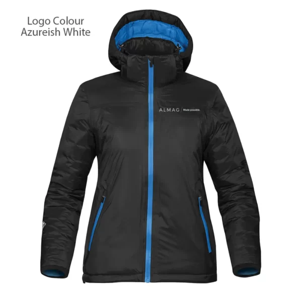 X-1 - Women's Black ICe Thermal Jacket - Black Electric Blue - Almag Logo - Azureish White
